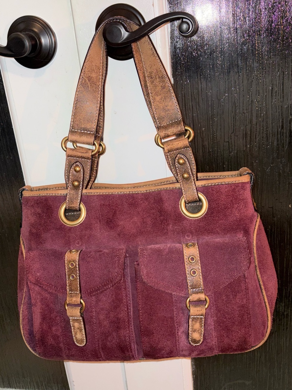 Nordstrom burgundy, magenta suede shoulder bag hand bag